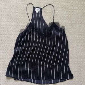 Cami NYC Black & White Stripe Silk Top